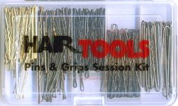 Hair Tools - Pins & Grips 480 Piece Session Kit With 100 x Brown, Black & Blonde Waved Grips. 100 x Brown Waved Pins & 80 x Plain Pins Brown. All 2" Long. Suitable For All Hair Types For Women/Girls.