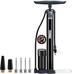 SZSHIMAO Bike Pump with Guage, Bicycle Floor Pump, Ball Pump, Stand Pump 160 PSI Fits Schrader and Presta Valve Types for Bike Tires Basketball Football Balloons (Black)