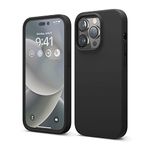 elago Compatible For iPhone 14 Pro Case, Liquid Silicone Case, Full Body Protective Cover, Shockproof, Slim Phone Case, Anti-Scratch Soft Microfiber Lining, 6.1 inches (Black)