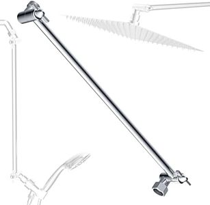 Brass 16 Inch Shower Head Extension Arm with Lock Joints, Extra Long Shower Extension, Flexible Height & Angle Shower Arm Extender, Universal Connection, Chrome