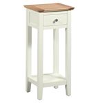 Hallowood Furniture Clifton Oak Tall Green Off White Painted Console Table with Light Oak Top, Wooden Side Table with Drawer and Shelf, Hallway Telephone Table, Narrow Side Table for Living Room