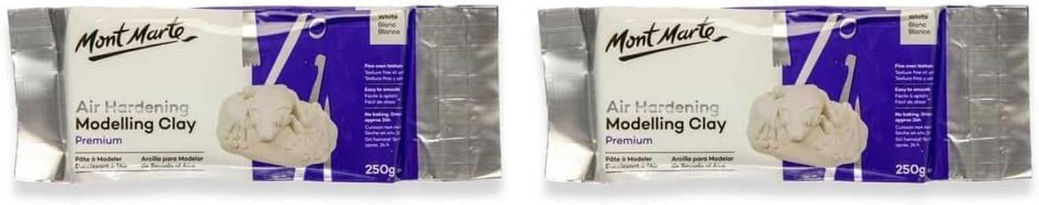 Mont Marte Premium Air Hardening Modelling Clay, White, 250 g (Pack of 2)