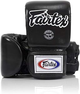 Fairtex TGO3 Muay Thai Boxing Gloves for Men, Women, Kids | Special Open Thumb Design | MMA Gloves| Premium Quality, Light Weight & Shock Absorbent Boxing Gloves (Black/XLarge)