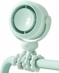 SWEETFULL Portable Stroller Fan, Pinch-Proof Baby Fan, 5-Speed Quiet Mini Clip on Fan, USB-C Rechargeable Battery, LED Display for Car Seat, Crib & Travel - Green