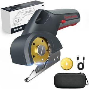 Giosuan 2025 Upgrade 4V Cordless Cutting Tool, Cardboard Cutter with 2 Titanium Blades, 2000mAh Battery, Electric Chop Saw for Fabric, Cardboard, Leather, Carpet - Steel Gray