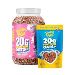 Yogabar Super High Protein Oats Combo| 20g Protein | Choco Almond Oatmeal | Whey and Probiotics | High Absorption | High Fiber Oats for Weight | Dark Chocolate Oats Breakfast Cereal, 1.2 Kg