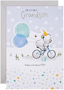 Hallmark Tarjeta de cumpleaños para nieto, diseño contemporáneo de estrellas y planetas