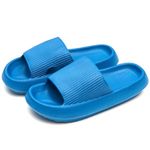 Somdot Slippers for Women Men,Unisex Sandals Open Toe,Soft Thick Sole Non-Slip,Lightweight Slippers for Outdoor/Indoor Bathroom,Blue