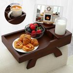 BAMBOOTRAY Couch Cup Holder, 4-in-1 Side Couch Arm Tray with Phone&Pad Holder, Sofa Clip on Side Table for Wide Couches Arm, Suitable for Home Drinks/Remote/Snacks