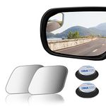 2 pcs Blind Spot Mirrors, 2" Diamond Ultra-thin Frameless HD Glass Convex Side Rear View Mirror with Wide Angle Adjustable Stick for Cars SUV and Trucks, Pack of 2