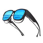 Bloomoak Polarized Over Glasses Anti-Glare UV 400 Protection for Men Women - Oversized Sunglasses/Fit Over Glasses/Suit for Driving/Fishing/Golf
