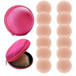 RIFNY Deal Nipple Covers for Women, Silicone Nipple Covers Reusable Adhesive Invisible, 6 Pairs Nippleless Pasties with Travel Case (6 Round)