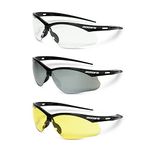 Jackson Safety SG Safety Glasses, Protective Eyewear Variety Pack, 50000V2 (1x Clear, 1x Smoke, and 1x Amber Lens Included)