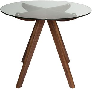 SK Designer Living Amber Collection | Round Glass Dining Table | 90cm - Walnut