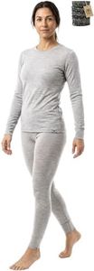 MERINNOVATION Merino Wool Base Layer Set for Women 100% Merino Wool Thermal Underwear Set Base Layer Top and Bottom Grey Marl 250