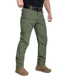 CARWORNIC Men's Lightweight Tactical Pants Ripstop Military Cargo Pants Water Resistant Outdoor Hiking Work Pants, Army Green, 38W / 34L