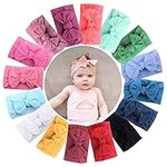 JOYOYO 16 Pcs Baby Headbands for Girls Baby Turban Headbands Stretchy Soft Wide Headbands for Newborns Toddlers, Baby Bow Hairbands