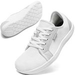 Mens Womens Wide Width Barefoot Shoes Unisex Outdoor Zero Drop Shoes Cross-Trainer Running Minimalist Walking Shoes Lightweight Breathable White