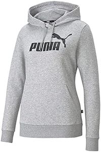 PUMA Women's Essential Logo Fleece Hoodie, Light Gray Heather, S