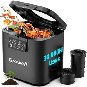 Electric Composter for Kitchen, 4L Indoor Odorless Compost Bin with 2 Carbon Filters, Upgraded Brushless Motor, Auto-Clean, LED Display, Visible Window, Smart Countertop Food Waste Composting Machine
