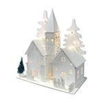 Selections Pre Lit Traditional Alpine White Wooden Christmas Scene Village LED Decoration