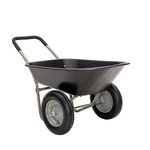 Heavy Duty Black Garden Trolley Wheelbarrow 85L Plastic Yard Barrow Cart Wagon Dump Wheelbarrow Tipper Truck 2Wheel (2 wheel-black)