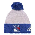 adidas NHL New York Rangers Cuffed Knit Pom Hat, One Size, White