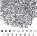 Cridoz Metal Spacer Beads for Making Bracelet, Necklace, Jewelry Making and Findings Accessories, 900Pcs, Silver