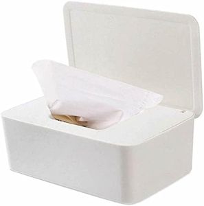 Tissue Box Rack Wet Tissue Box, Rectangular Household Dust-Proof Tissue Box, Large-Capacity Tissue Box with Cover, Desktop Storage Box (White)