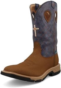 Twisted X Men's 12" Western Work Boot - Safety Alloy Toe Pull-on Boots for Men, Clay & Peacock, 9.5