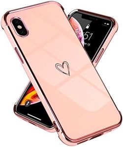 Lafunda Compatible para iPhone X/XS Funda Silicona Carcasa con Protección Cámara corazón Amor Mujer Estuche Protector Antichoque Bumper Ultra Delgado Suave Case para iPhone X/XS Rosa