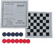 Bolaball Giant 3-in-1 Checkers Game, Tic Tac Toe and Mega Tic Tac Toe with Reversible Rug – Indoor/Outdoor Huge Board Games for Family Fun & Parties