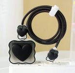 ZedGear Premium i-Phone Charger Protector Cute 3D Heart Design for i-Phone Adapter Compatible with 18W & 20W Charger Full Protection Data Cable Case - Black Heart