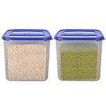 Cutting EDGE 2X Series 4.5 Litre Modular Air Tight & Leak Resistant Durable Kitchen Storage Containers Set Combos with Plain Lid Multi Purpose (Pack of 2) (4.5L, Dark Blue)