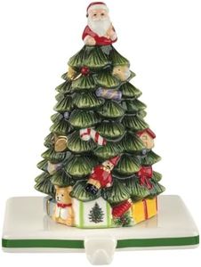 Spode 5.5" Stocking Holder with Hook - Christmas Tree | Fine Earthenware | Collectible Home Décor - Festive Holiday Display for Mantel, Fireplace | Weighted Hangers for Xmas