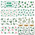 Rngmsi UV DTF Cup Wrap - 8 Sheets Weed UV DTF Cup Wraps for 16 oz 420 Uvdtf Cup Wraps Waterproof UV DTF Wraps for Glass Cups DIY Wood Crafts