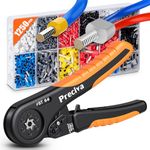 Ratcheting Device Ferrule Crimping Tool Kit,0.08-10mm²（AWG 28-7）,Preciva Crimping Tools Set,Ferrule Pliers with 1200 Wire End Ferrule Connectors