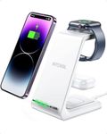 INTOVAL Wireless Charging Station, 3 in 1 Charger for Apple iPhone/iWatch/Airpods,iPhone 13,12,11 (Pro, Pro Max)/XS/XR/XS/X/8(Plus),iWatch 7/6/SE/5/4/3/2,Airpods Pro/3gen (A3,White)