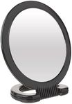 Diane Hand Mirror – 1X 3X Magnifying Hand Held Mirror, Double Sided Vanity Makeup Mirror with Folding Stand Hand Mirror for Women, Men, Salon, Barber, Shaving, and Travel, Medium 6" x 10" In Black