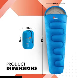 azark Premium Sleeping Bag – 350GSM Lightweight Waterproof, 4-Season Blue
