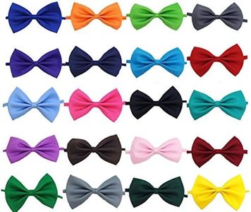 Glittermall Solid Color Adjustable Boys Kids Bow Tie Collection - 20 Mixed Color/20pcs