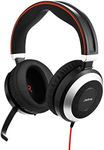 Jabra Evolve 80 UC Wired Stereo Over-Ear Headset – Unified Communications Optimised Headphones with Active Noise Cancellation – USB-C Cable and 3.5 mm Jack Connections – Black