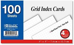 BAZIC Products Quad Ruled Index Car