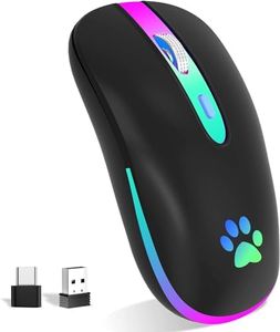 KBCASE Souris sans Fil Rechargeable, Souris Bluetooth Rétroéclairée de 7 Couleurs avec Mini récepteur USB de 2,4G, Souris Gamer pour PC, Mac, Ordinateur Portable, Chromebook, Notebook,Windows,Andriod