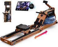 MERACH Foldable Wooden Rowing Machine, Water Electromagnetic Rower Machine for Home Use, Exclusive App Lifetime Membership, Patented Space Saver, MERACH Go Technology, 950