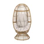 Christopher Knight Home Ellen Outdoor Wicker Swivel Egg Chair with Cushion, Light Brown, Beige