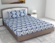 Divine Casa Paisley Blue 144 TC Bedsheet for King Bed Cotton, with 2 Pillow Cover, 270 x 270