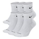 Nike SX6899-100: Men's Everyday Cushion Ankle 6 Pack White/Black Socks