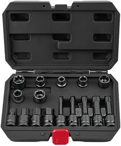 BILITOOLS 16-Piece Impact Brake Caliper Socket Set, 1/2" Drive Brake Adjusting Tool Compatible with Audi Porsche VW BMW Ford