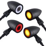 Motorcycle Bullet Turn Signals LED Front Rear Lights 4 PCS, 40 LEDs Retro Switchback Running Turn Brake Light Blinkers Universal Fit Harley Dyna Chopper Bobber Suzuki Yamaha Honda -Black